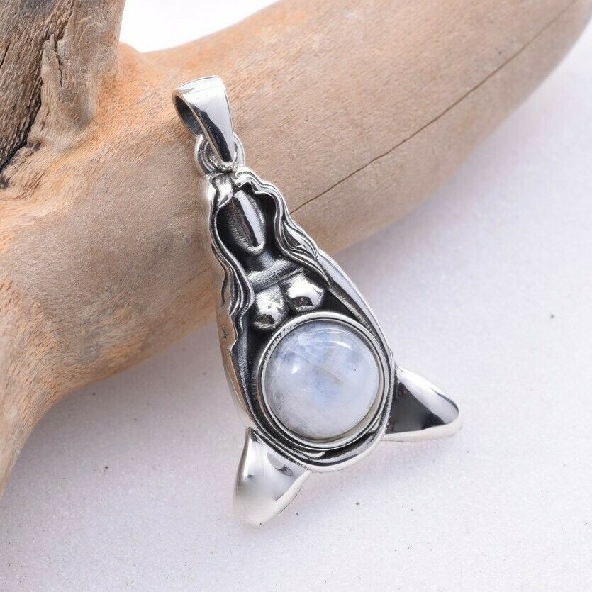 Mother Earth Goddess Gaia Pendant Sterling Silver and Moonstone ...